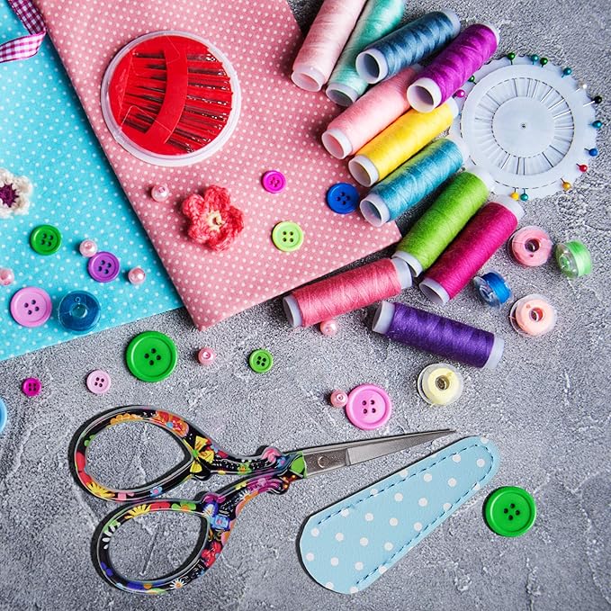 Sewing scissors sharp Embroidery Crafting Threading Scissors with Leather Scissors Cover for Needlework Craft Art Work Manual Handicraft DIY Tool