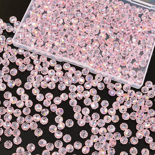 laopottbeads 460pcs 8mm crystal glass beads for jewelry making beads for bracelets necklace pendants making supplies(pink)