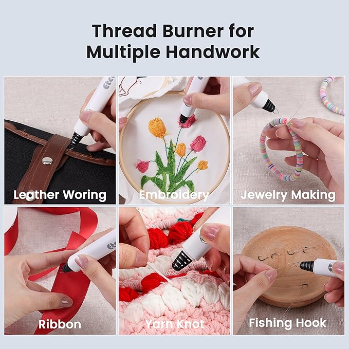 Rechargeable Thread Burner for Jewelry Making - Cordless Thread Zapper & Cautery Pen for Beading, Bracelet Making, Leather Craft, Sewing & Stringing Projects (Replacement Tip Not Included)