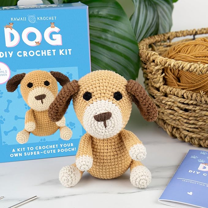 Gift Republic Kawaii Dog Crochet Kit DIY Craft Set for Creating Your Own Cute Puppy Gift for Teens & Adults Crafting Gift Idea Crochet Set