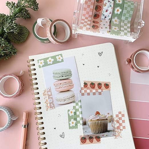 Washi Tape Set of 16 Rolls of 15 mm Wide Cute Decorative Washi Tape for Journaling, Scrapbook, Washy Crafts, Bullet Journals, Planners, DIY Décor, Craft Supplies For Adults & Kids (Splash)