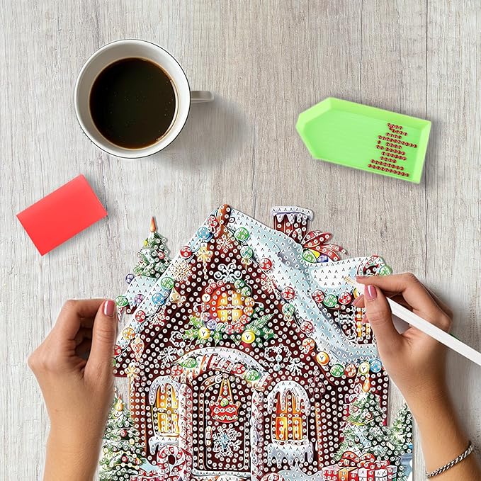 SENQAO Christmas Diamond Art Hanging Kits for Adults Kids, Candy House Diamond Art Suncatchers, 5D Special Shape Diamond Painting Pendant Window Ornament Gifts for Home Door Wall Decor