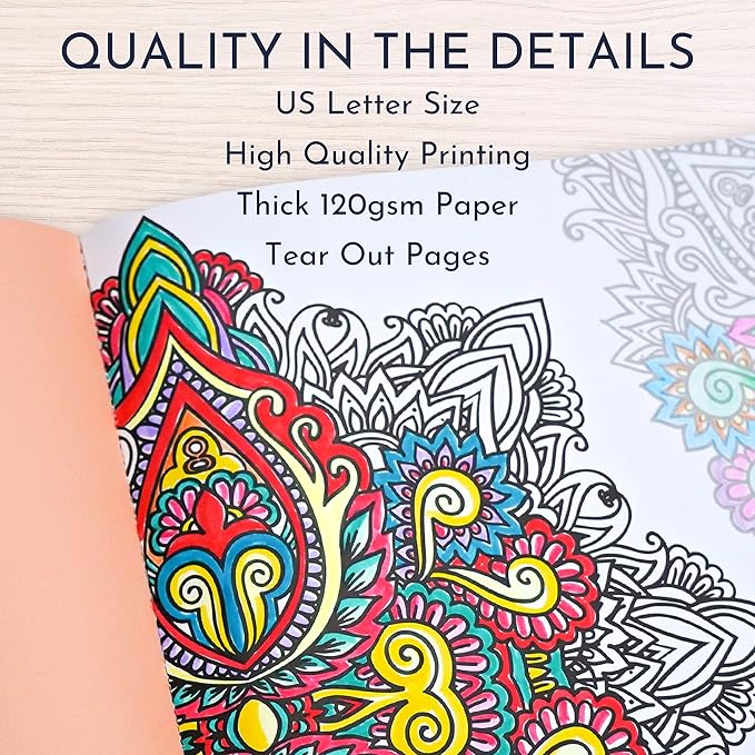Adult Coloring Book for Women – Relaxation Coloring Book with Self Care Prompts – Coloring Books for Adults Relaxation, Stress Relief Gifts for Women, Anxiety Relief, 8.5x11, Perforated, 29 Designs