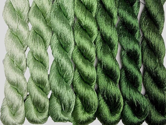 100% Nature Mulberry Handmade Embroidery Silk Thread Woven Jewelry Accessory Artificial Flowers Cross Stitch Floss DIY Sewing Kits 7 Gradient Colors 22m Each (10)