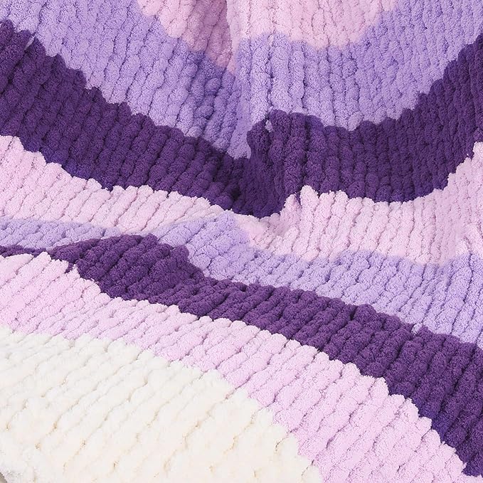 MABOZOO Assorted Chunky Yarn for Crocheting - 8 Pack Fluffy Jumbo Chenille, Soft Plush, Giant Thick Fuzzy Yarn - Purple Multi (31.7 yds, 8 oz Each Skein)
