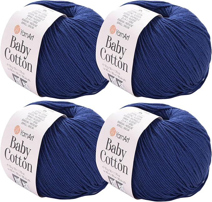 YarnArt Baby Cotton Yarn 4-Pack – Soft Knitting Yarn for Baby & Summer, 50% Cotton 50% Acrylic, 1.76 Oz Each, 180.44 Yds/Skein – Ideal for Amigurumi & Crochet Projects (459)