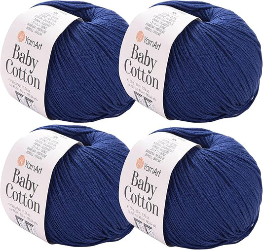 YarnArt Baby Cotton Yarn 4-Pack – Soft Knitting Yarn for Baby & Summer, 50% Cotton 50% Acrylic, 1.76 Oz Each, 180.44 Yds/Skein – Ideal for Amigurumi & Crochet Projects (459)