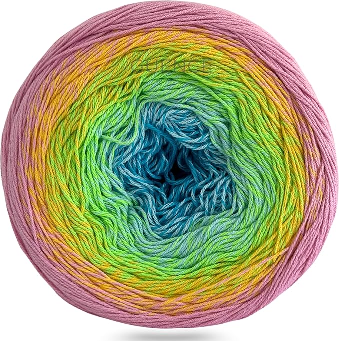 YarnArt Flowers – Gradient Cotton Acrylic Blend, 250g (8.8 oz), 1094 yds, Lightweight Sport Yarn for Crochet, Knitting, Shawls, Summer Projects (312)