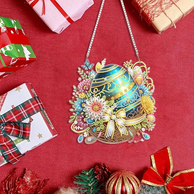 BAWKENTON Easter Egg Hanging Diamonds Art kit for Adult, DIY Diamonds Painting Art Kit, 8.66x8.43 inch Acrylic Diamonds Painting Board Kit Ornament, Special Crystal Diamond Hanging Ornament