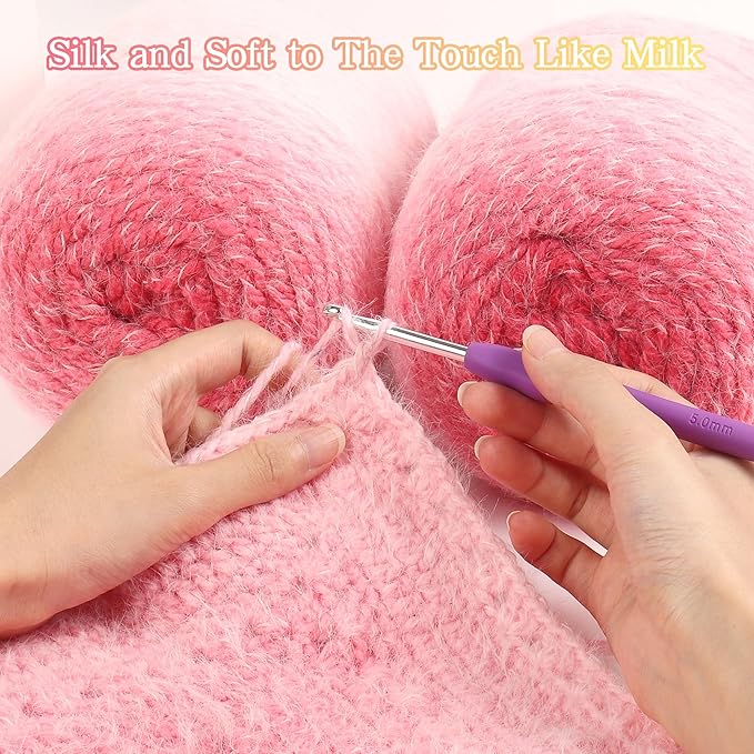 Katech Ombre Yarn for Crocheting-Large Skein of Gradient Yarn Cake-2 Pack of 200g/7.05 oz-80% Acrylic,20% Nylon- #4 Medium-Perfect for Star Blankets, Scarves, Shawls and Garments (C)