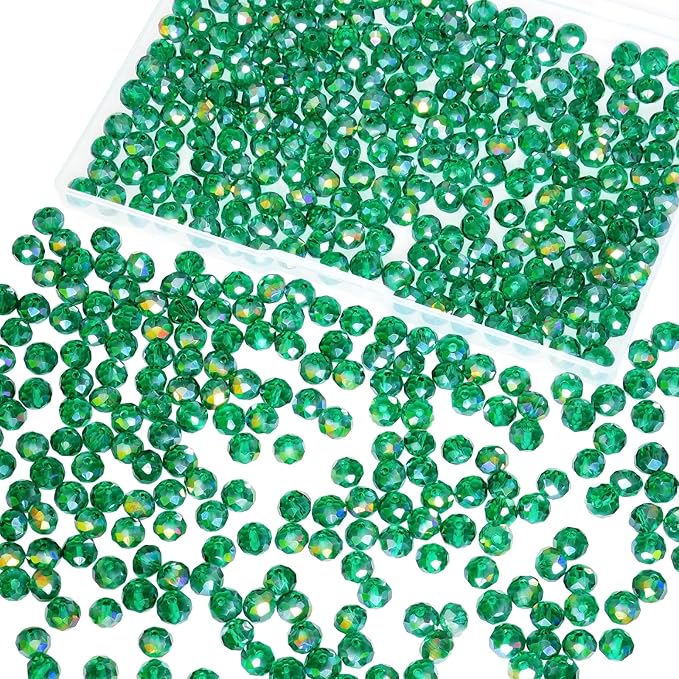 laopottbeads 460pcs 8mm crystal glass beads for jewelry making beads for bracelets necklace pendants making supplies(malachite green)