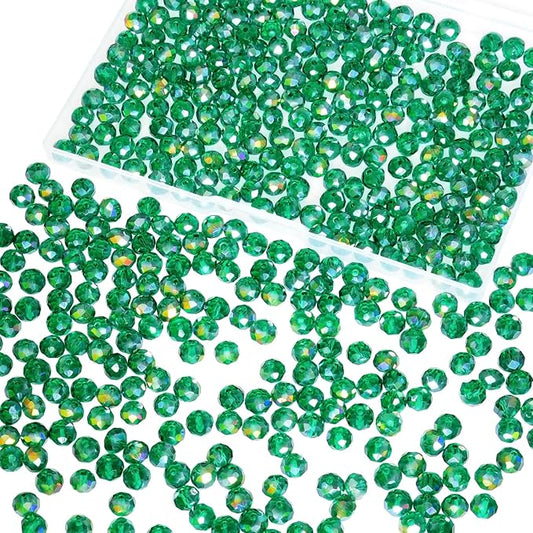 laopottbeads 460pcs 8mm crystal glass beads for jewelry making beads for bracelets necklace pendants making supplies(malachite green)
