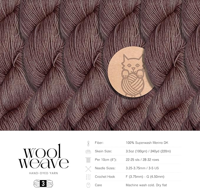 Superwash Merino Wool Yarn for Knitting & Crocheting - Premium Hand Dyed Yarns, 100gr, 240 Yards, Dk Weight - Luxurious, Soft & Durable Brown Yarns