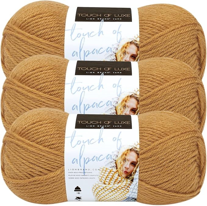 (3 Pack) Lion Brand Yarn Touch of Alpaca Yarn, Goldenrod