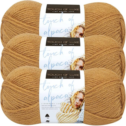 (3 Pack) Lion Brand Yarn Touch of Alpaca Yarn, Goldenrod