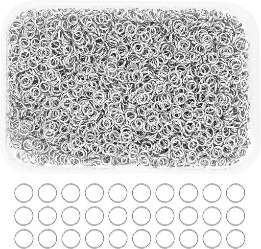 Mandala Crafts Assorted Silver Color Jump Rings Jewelry Findings Metal O Rings for Jewelry Making Supplies - 3000 4mm Small Open Jump Rings Kit for Necklace Earring
