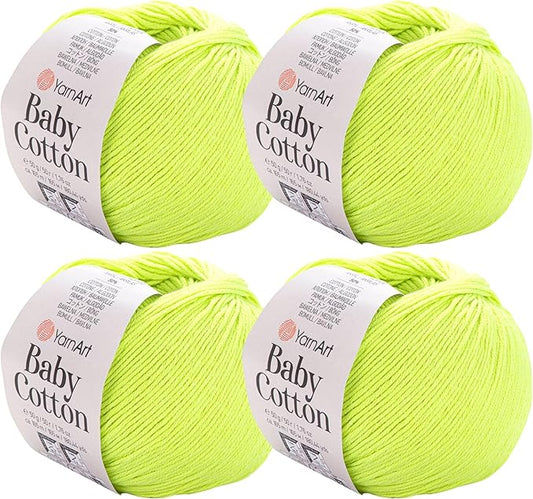 YarnArt Baby Cotton Yarn 4-Pack – Soft Knitting Yarn for Baby & Summer, 50% Cotton 50% Acrylic, 1.76 Oz Each, 180.44 Yds/Skein – Ideal for Amigurumi & Crochet Projects (430)