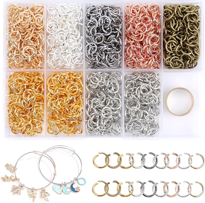 8 mm Jump Rings for Jewelry Making 7 Colors 1200 Pcs Stainless Steel Jump Rings with Open/Close Tools for Necklace Bracelet Repair Keychains Jewelry Making Supplies(8mm/0.31")