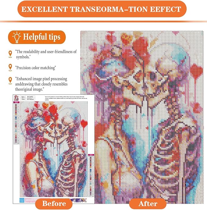 igoodom Diamond Art Kits for Adults, Sugar Skull Diamond Painting Kit, Full Drill Round Skull Diamond Art Kits, DIY Gem Art and Crafts for Home Wall Decor Gift 12x16inch