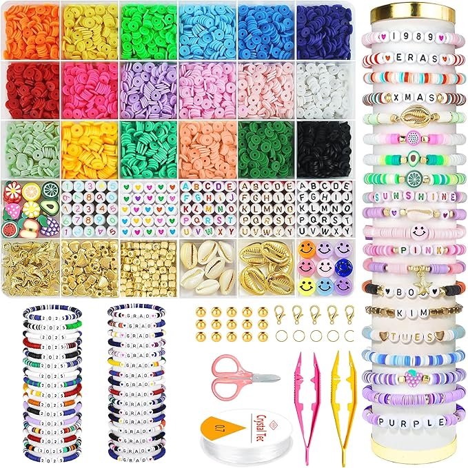 OHOME Easter Basket Stuffers for Teens - 5300 Clay Beads Bracelet Making Kit,Arts and Crafts for Kids Ages 8-12,Easter Crafts Games Toys for 3-10 Year Old Birthday