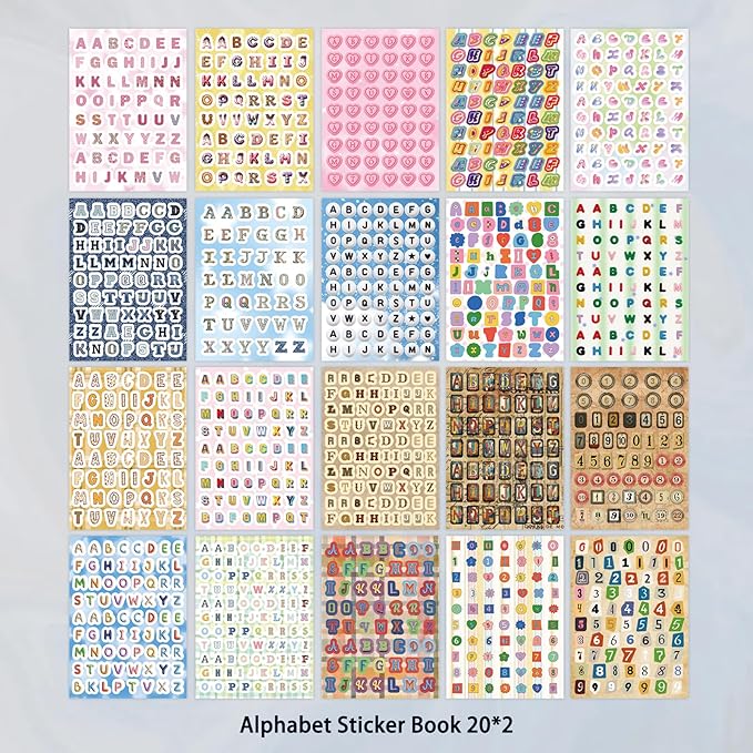 1200+ Pcs Alphabet & Number Letter Stickers for Scrapbooking & Journaling, Vinyl Adhesive Sticker Letters for Scrapbook Supplies, DIY Crafts, Decorative Projects & Personalization