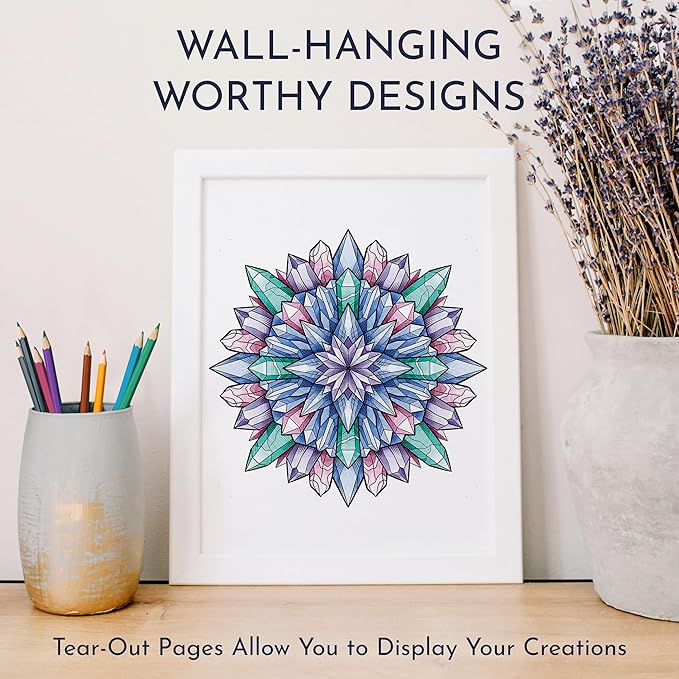 Premium Nature Mandala Coloring Book for Adults – 50 Floral Designs – 180gsm Thick Bleed-Proof Paper, Spiral Bound Lay-Flat, Perforated – Frameable Art, Relaxation Gifts for Women, Flower Patterns