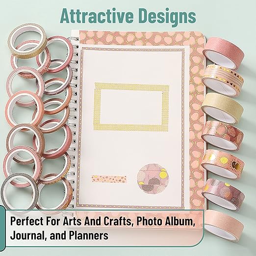Mr. Pen - Boho Design Washi Tape Set, 21 Roll, Decorative & Cute Tape for Journaling & Scrapbooking