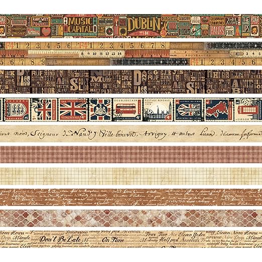 YUBBAEX 10 Rolls Vintage Washi Tape Set Basic Masking Retro Artwork Decorative Tapes for Arts, DIY Crafts, Journals, Planners, Scrapbook, Wrapping (Retro)