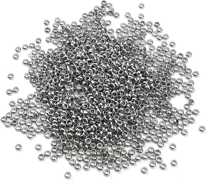304 Stainless Steel Round Crimp Beads 2.5mm 1000pcs for Jewelry DIY Making and Repairing