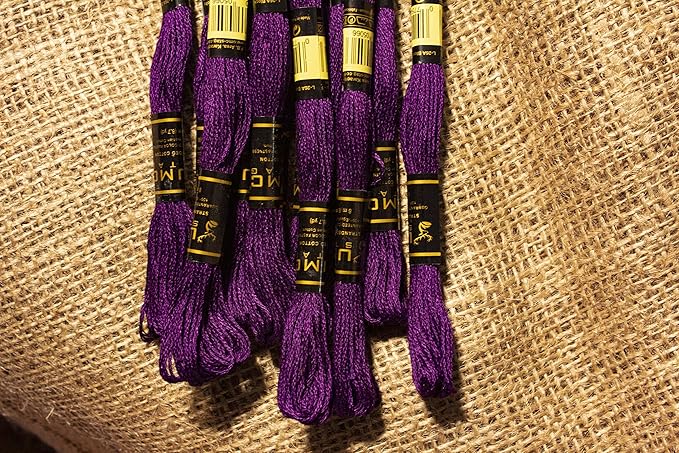 12 Pieces Dark Purple Violet 102/550 Premium Embroidery Thread Egyptian Cotton Skeins Cross Stitch Floss Oeko TEX Stranded Dark Purple 102