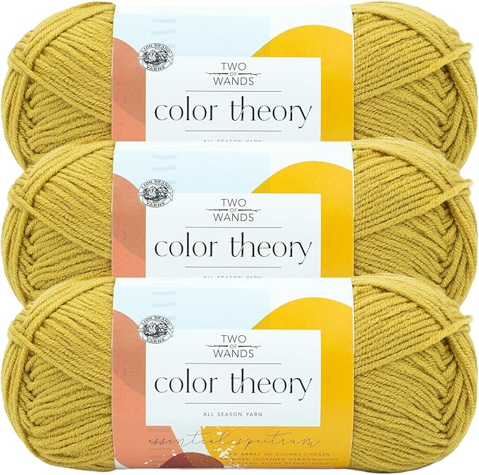 Lion Brand Yarn, Color Theory Worsted Weight Yarn for Knitting and Crochet, Bee Pollen, 3 Pack, Acrylic Fiber with Modern Color Palette, Perfect for Sweaters, Hats and Cozy Blankets