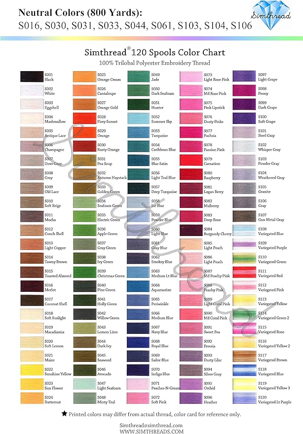 Simthread Embroidery Thread with Storage Box - 12 Options - 800 Yards/Spools, 9 Neutral Colors for Embroidery and Sewing Machine