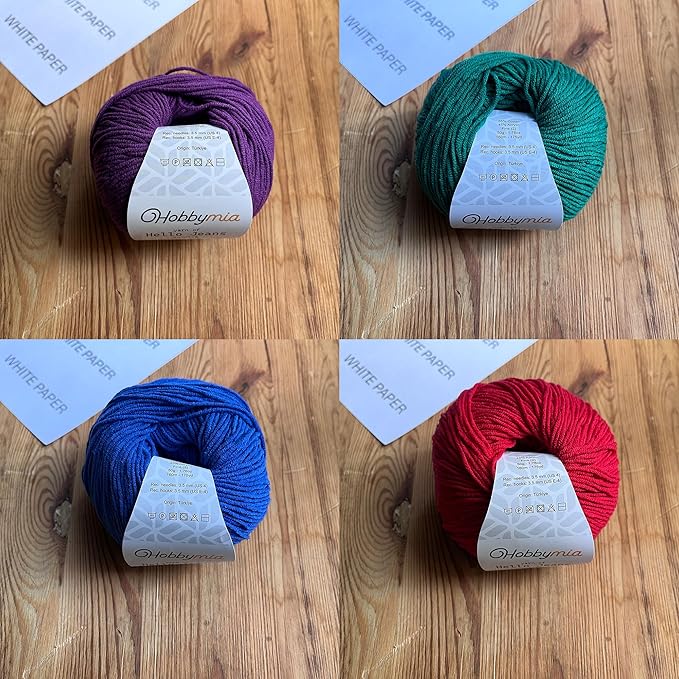 Cotton Yarn Kit - 4 Multicolor Balls Soft Sport Weight Yarn for Crochet & Amigurumi - 50g / 175yds Each & 10 Stitch Markers (H15 - Vibrant-2)