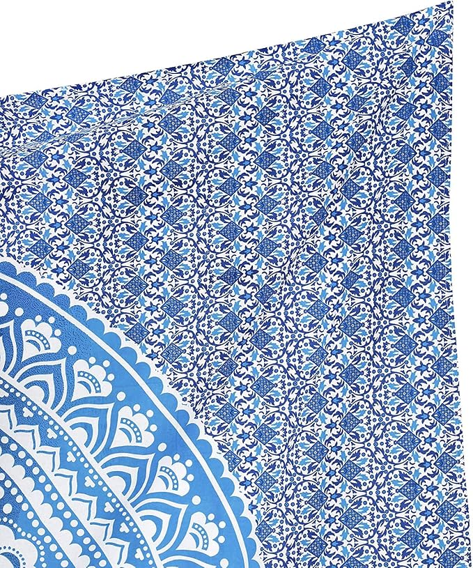popular handicrafts tapestry wall hanging hippie ombre mandala bohemian hippy psychedelic design indian tapestries bedspread 30 x 40 inches (76 x 101 cms), blue