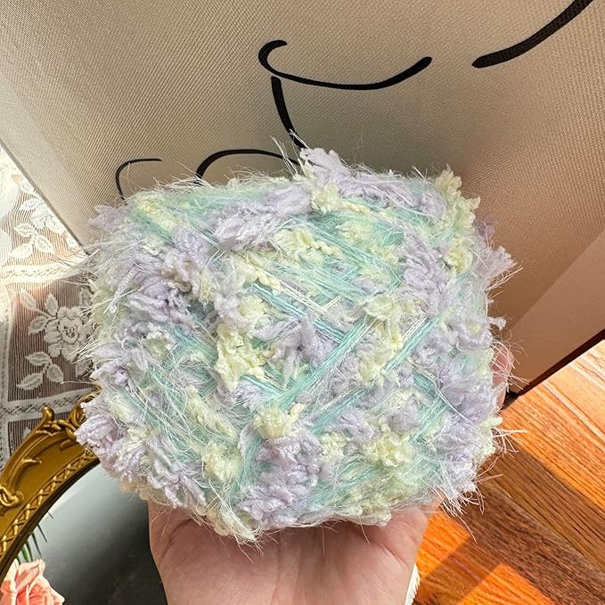 Hand Spun Art Yarn 4 Pack of 50g/Skein Fancy Yarn Multifiber Multicolored with Hand Blended Handmade for Jewelry Making Junk Magazines Knitting Crafts Textile Decorative Tassels Card Making