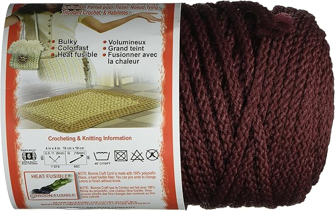 Bonnie Macrame Craft Cord 6mmX100yd - Burgundy