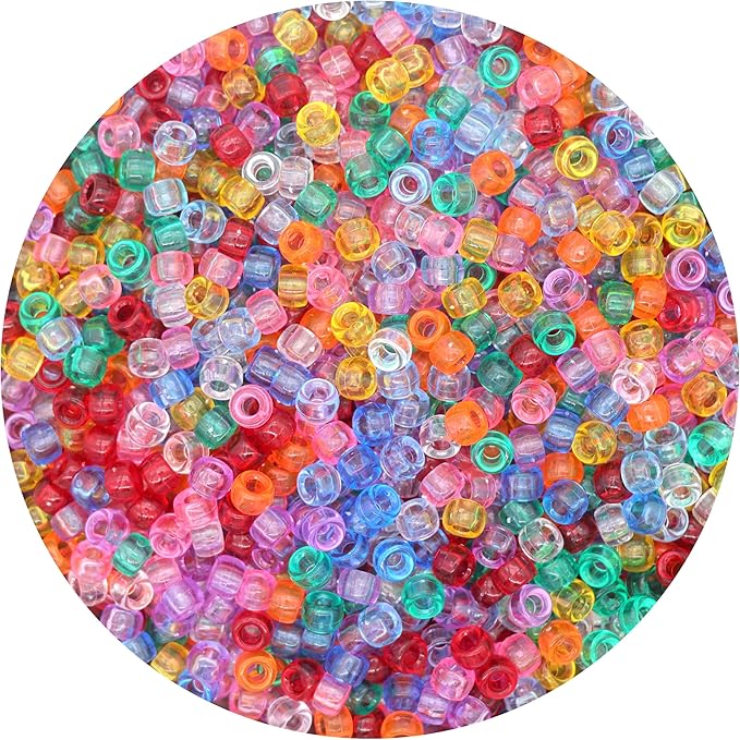gmma transparent clear pony beads for friendship bracelets for jewelry making 1000 pcs plastic colourful beads for 6x9mm for diy bracelet necklace party decoration supplies