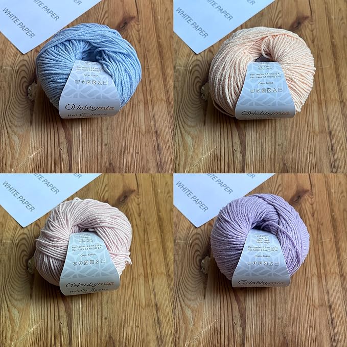 Cotton Yarn Kit - 4 Multicolor Balls Soft Sport Weight Yarn for Crochet & Amigurumi - 50g / 175yds Each & 10 Stitch Markers (H10 - Pastel-1)