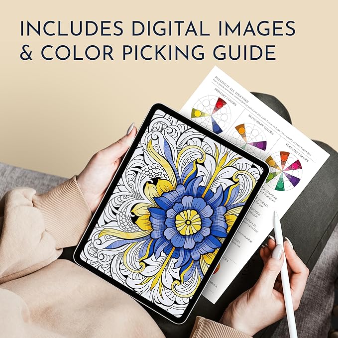 Premium Nature Mandala Coloring Book for Adults – 50 Floral Designs – 180gsm Thick Bleed-Proof Paper, Spiral Bound Lay-Flat, Perforated – Frameable Art, Relaxation Gifts for Women, Flower Patterns