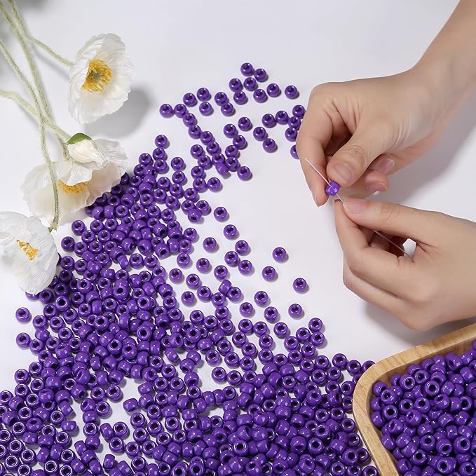 Purple Pony Beads 1000Pcs 9mm Pony Beads Bulk Purple Beads for Friendship Bracelets Kandi Beads Hair Beads for Braids Beads for Crafts