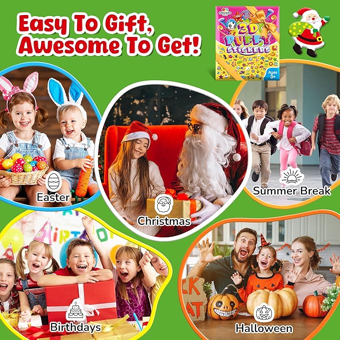 sinceroduct stickers for kids 4000+, 3d puffy stickers for kids toddlers 80 different sheets variety pack for craft scrapbooking,boys girls teachers gifts, reward for students or children