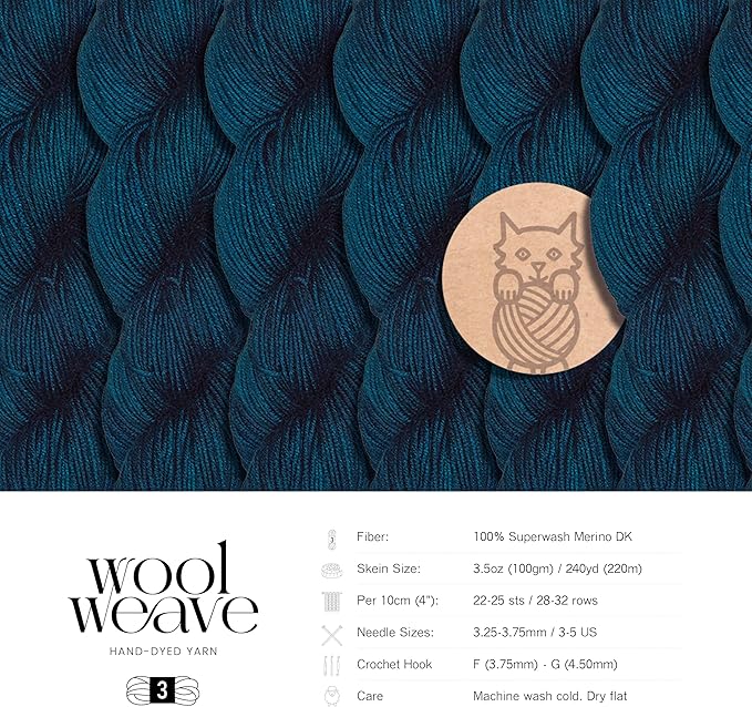 Superwash Merino Wool Yarn for Knitting & Crocheting - Premium Hand Dyed, 100gr, 240 Yards, Dk Weight - Luxurious, Soft & Durable Blue Yarn