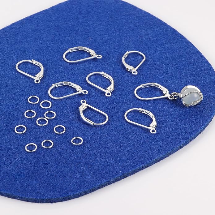 925 sterling silver leverback french hooks - hypoallergenic earring backs with jump rings set - dangle hooks sterling silver findings supplies for jewelry making