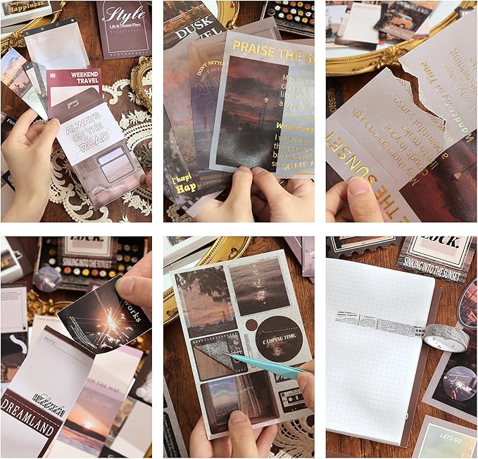 Scrapbooking Supplies Kit, Aesthetic Daily Life Travel Scrapbook Kit for Bullet Junk Journal, Stationery, A6 Grid Notebook, Flower DIY Journaling Supplies, Birthday Craft Gift Teen Girl Women