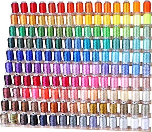 New brothread Mega Kit 150 Colors Compatible with Brother & Janome Polyester Embroidery Machine Thread 40WT 500M/550YD Compatible with Brother Babylock Janome Singer Pfaff Husqvarna Bernina Machines