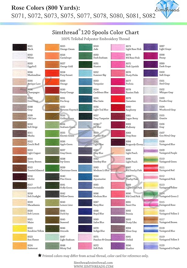 Simthread Embroidery Thread with Storage Box - 12 Options - 800 Yards/Spools 9 Rose Colors for Embroidery and Sewing Machine