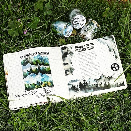 Landscape PET Tape Stickers for Scrapbook Supplies, 6 Rolls Transparent Nature Journal Stickers for Scrapbooking, Junk Journal Supplies, DIY Crafts (Forest Paths)