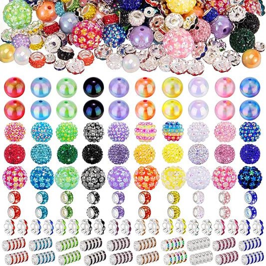 190 Pcs Beads for Pens Making, Included Rondelle Spacer Bead and 16/20mm Bubblegum Beads for Pen, Acrylic Bead for Jewelry Making, Bracelets, Beadable Pens, Christmas Gifts