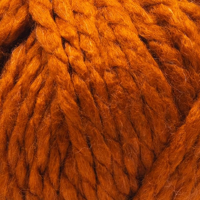 Estako Cozy Thick & Quick Yarn 20% Wool 80% Acrylic Soft Super Bulky Weight #6 Knitting and Crocheting Yarn 3.52 oz (100gr) 65 yds (60 m) (52099-Dark Orange)