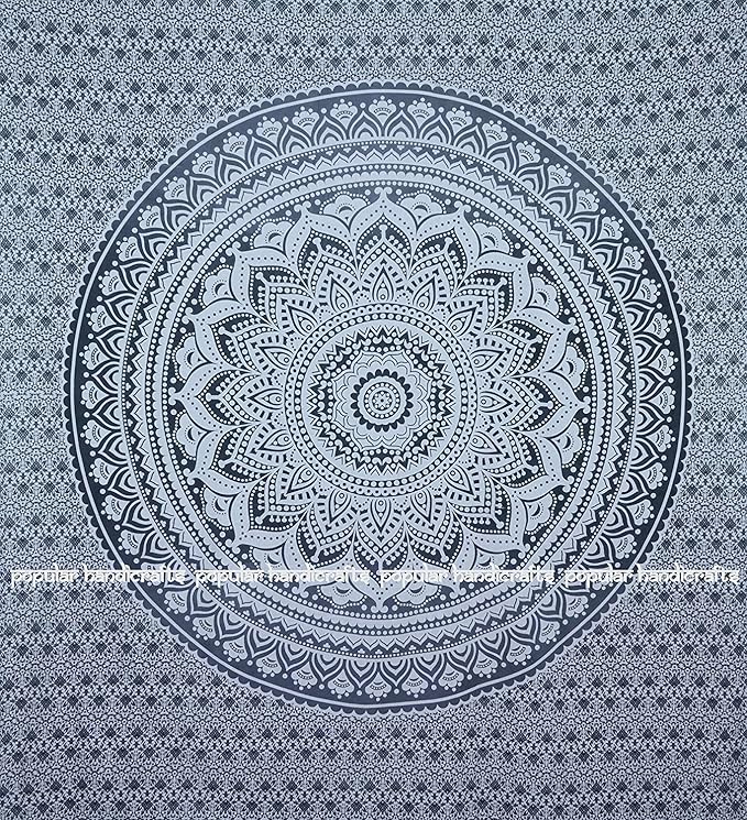 popular handicrafts tapestry wall hanging ombre hippie mandala bohemian hippy intricate indian tapestries bedspread 54 x 82 inches (140cm x 210cm) grey